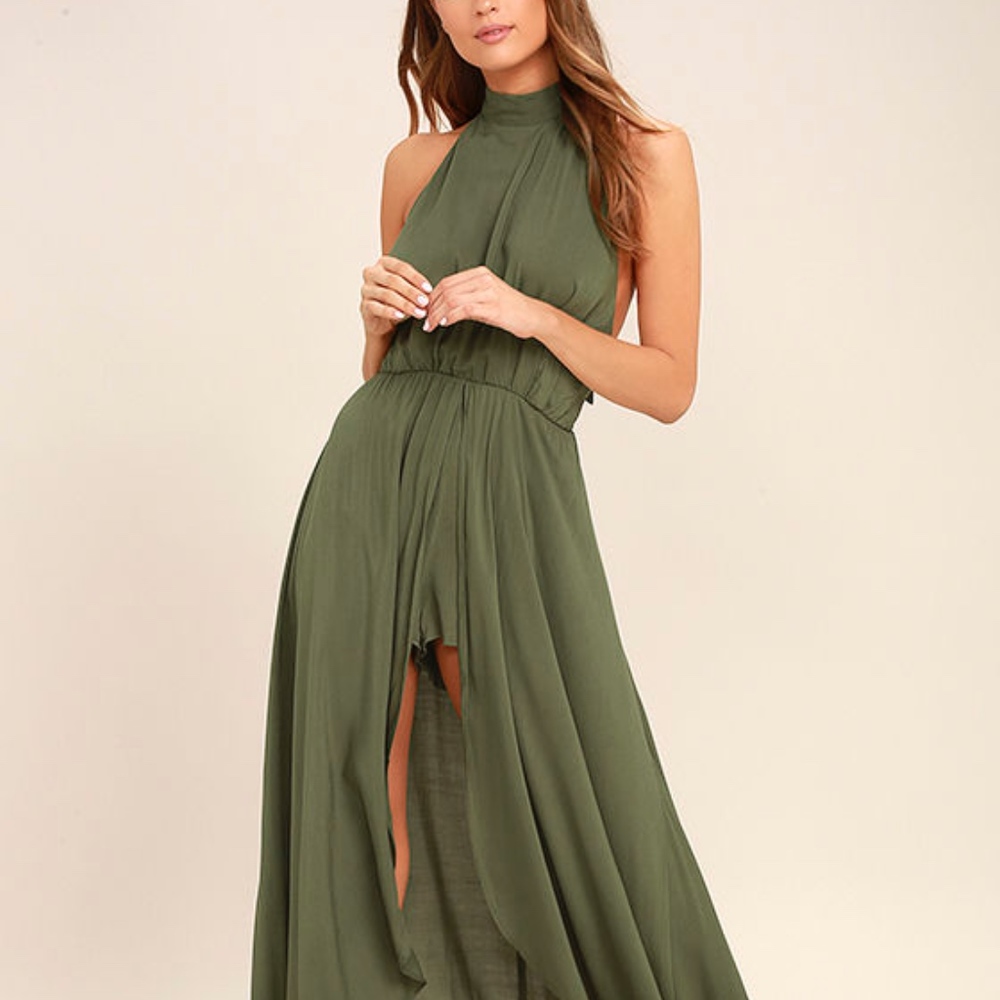 Olive green lulu's romper dress